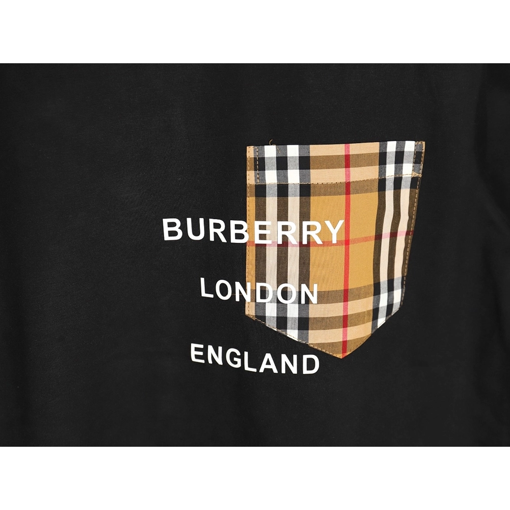 Burberry Check Pocket Taped Letters Short Sleeves TSK1,Burberry