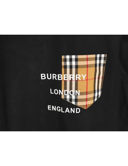 Burberry Check Pocket Taped Letters Short Sleeves TSK1,Burberry