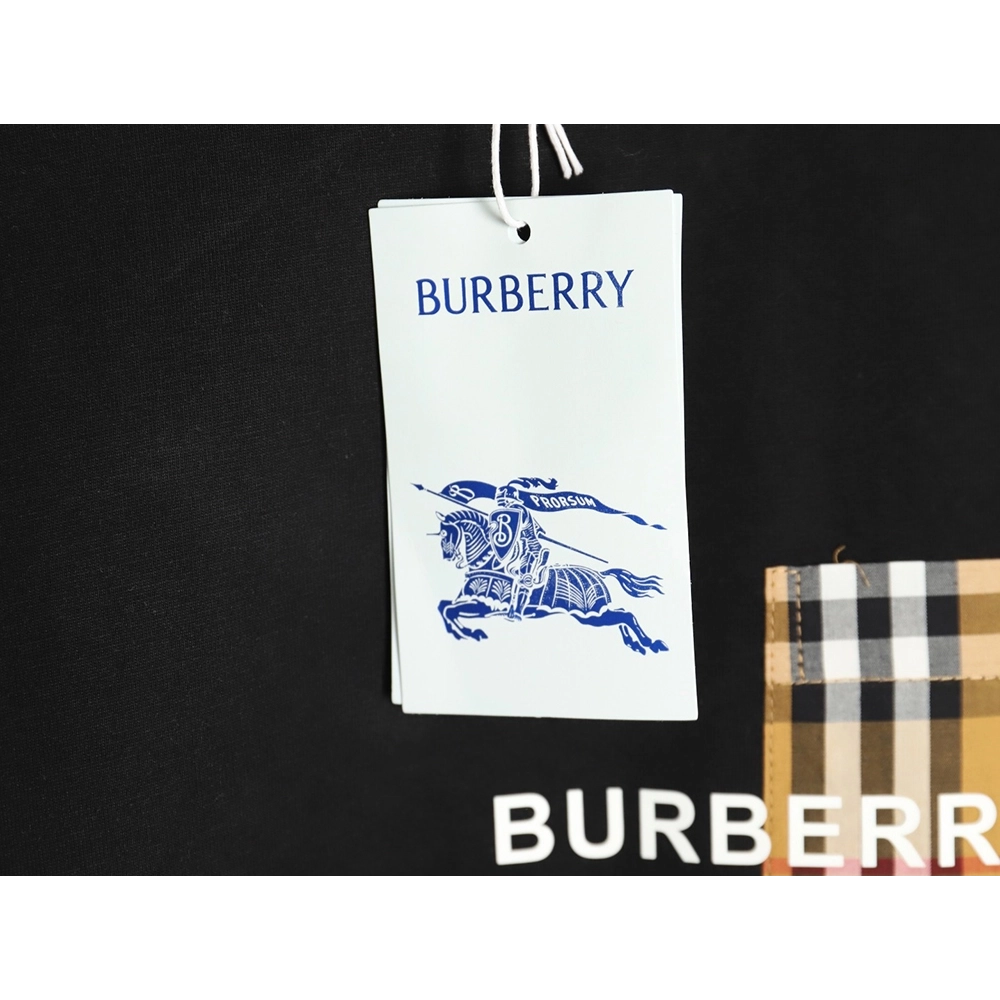 Burberry Check Pocket Taped Letters Short Sleeves TSK1,Burberry