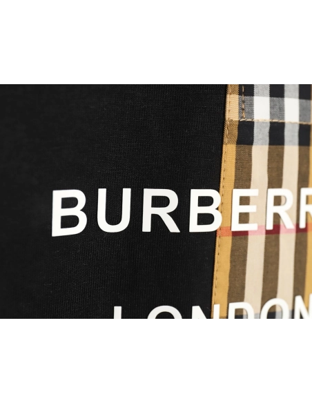 Burberry Check Pocket Taped Letters Short Sleeves TSK1,Burberry