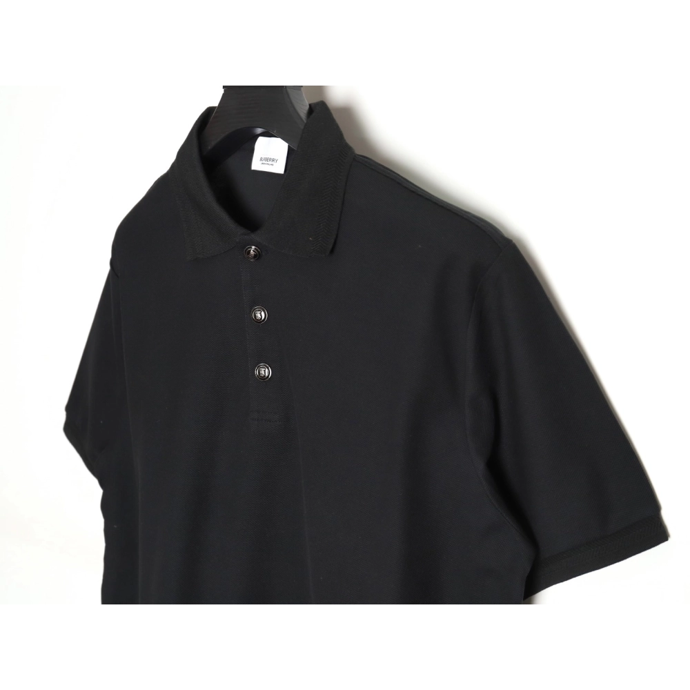 Burberry Button BT Logo Short Sleeve Polo Shirt Black,Burberry