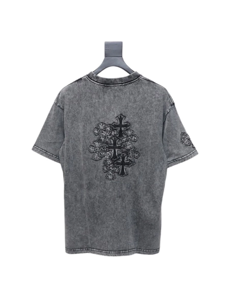 Chrome Hearts washed distressed patch logo short sleeves,Chrome Hearts