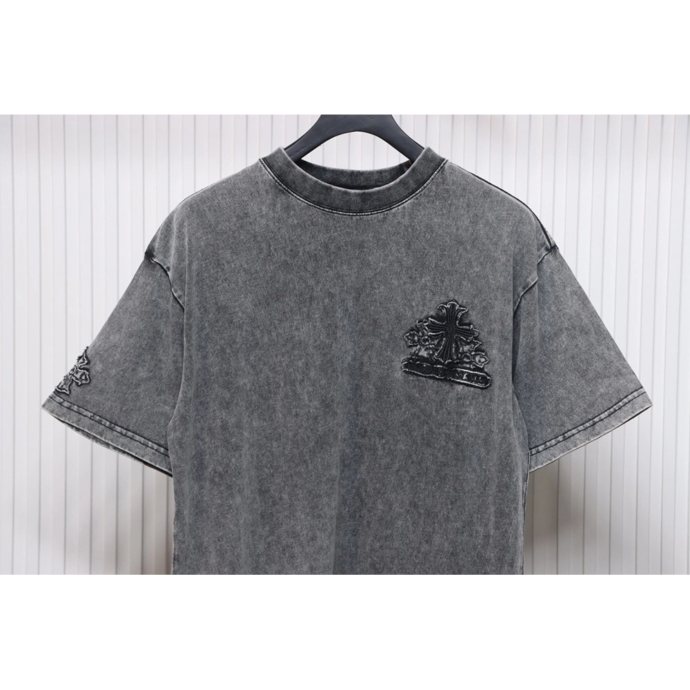 Chrome Hearts washed distressed patch logo short sleeves,Chrome Hearts