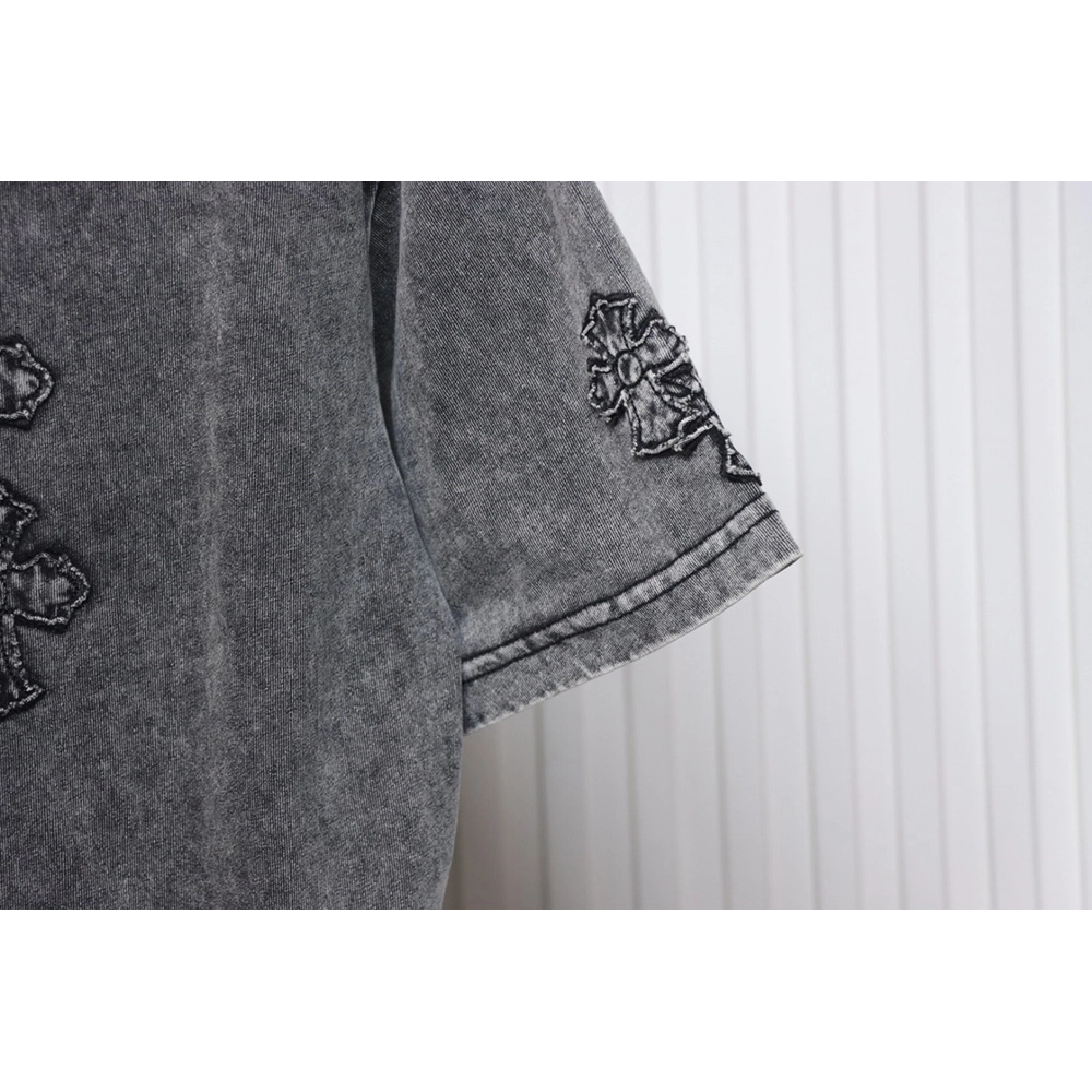 Chrome Hearts washed distressed patch logo short sleeves,Chrome Hearts