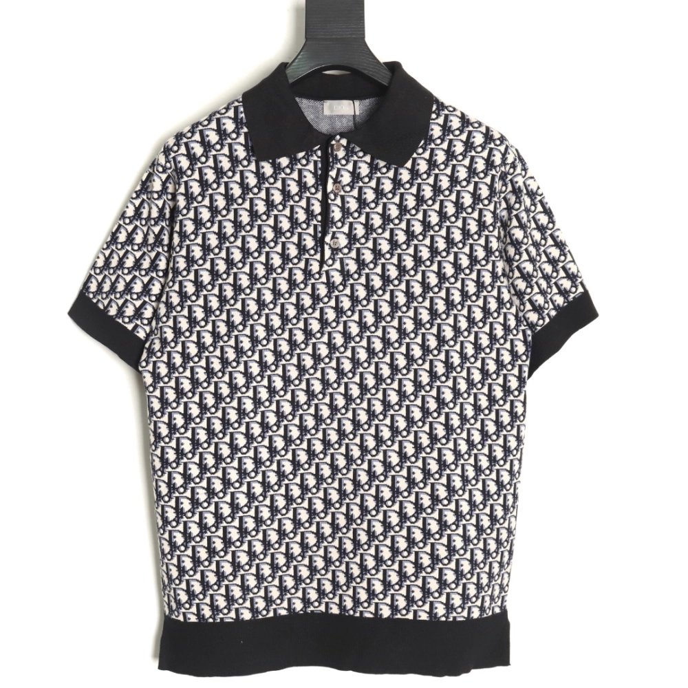 Dior classic monogram jacquard knitted Polo short sleeve,Dior