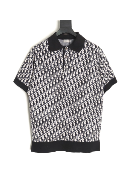 Dior classic monogram jacquard knitted Polo short sleeve,Dior