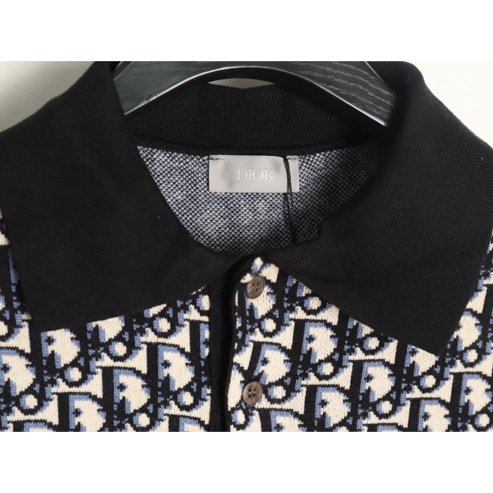 Dior classic monogram jacquard knitted Polo short sleeve,Dior