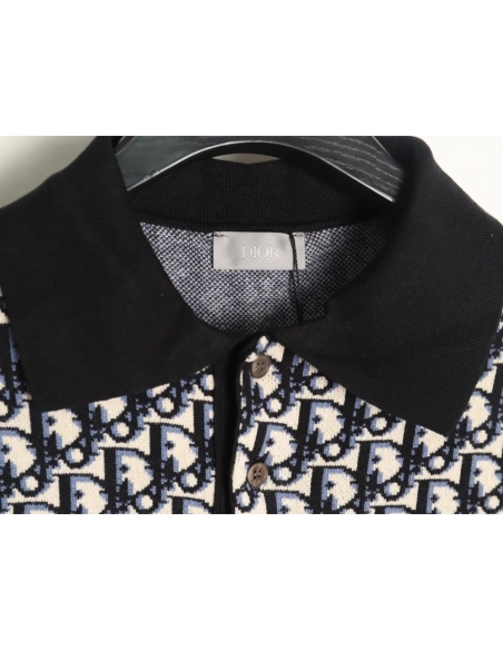 Dior classic monogram jacquard knitted Polo short sleeve,Dior