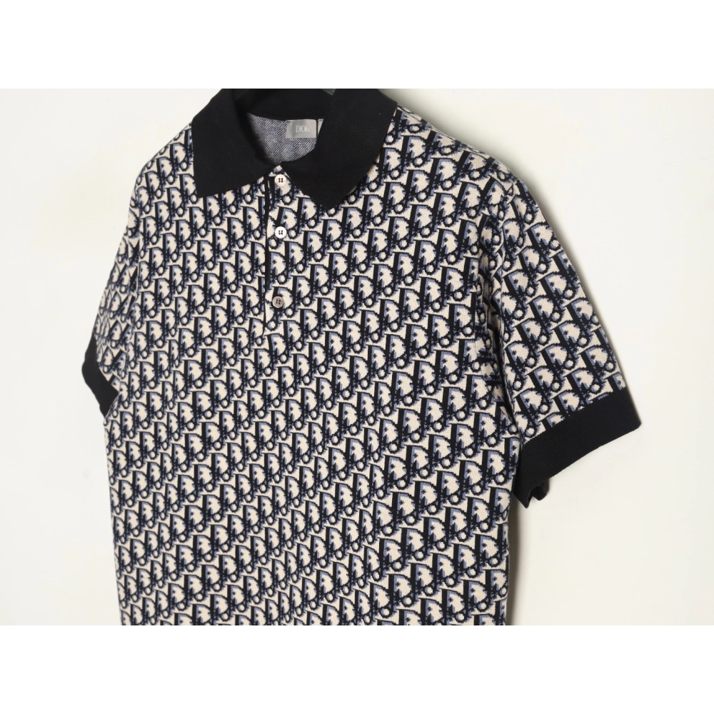 Dior classic monogram jacquard knitted Polo short sleeve,Dior