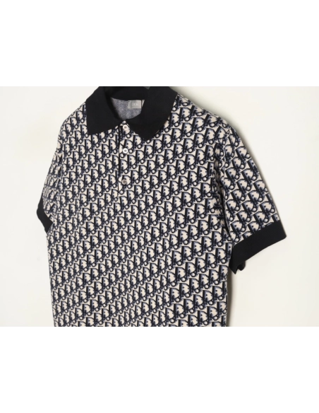 Dior classic monogram jacquard knitted Polo short sleeve,Dior