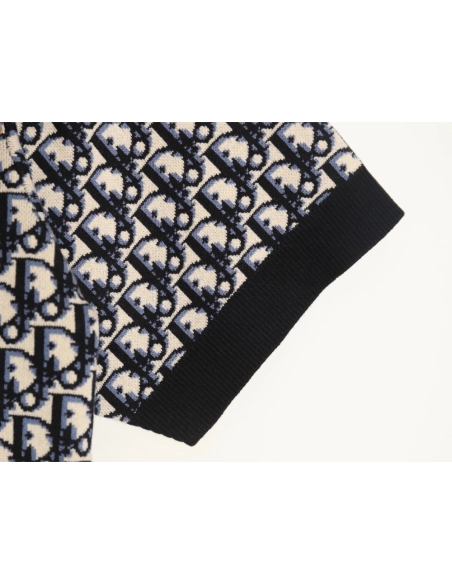 Dior classic monogram jacquard knitted Polo short sleeve,Dior