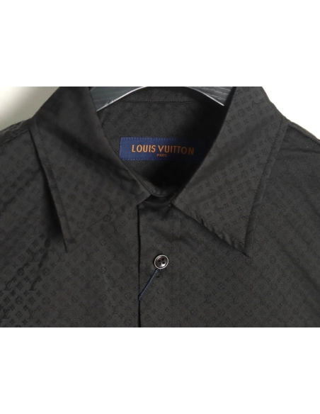 Louis Vuitton dark pattern monogram full print jacquard shirt TSK1,Louis Vuitton