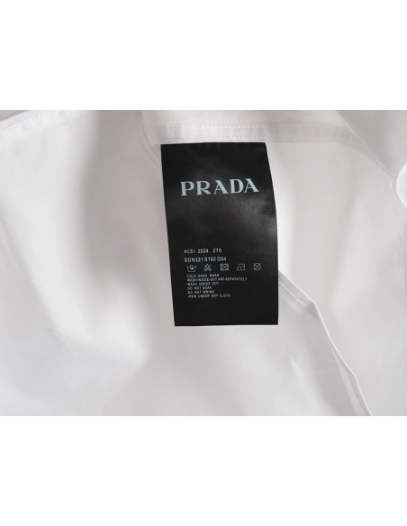Prada Embroidered Lettering Poplin Long Sleeve Shirt,Prada