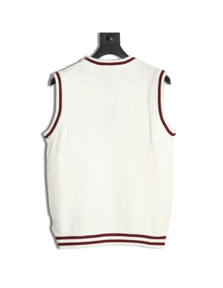 Louis Vuitton badge contrast lettering embroidered knitted vest,Chanel