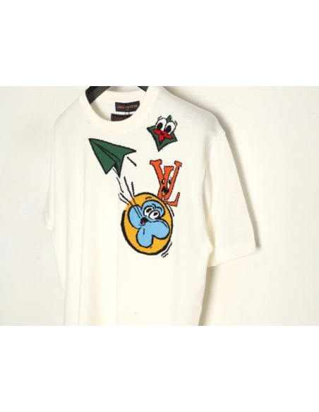 Louis Vuitton Airplane Jacquard Crew Neck Knit Short Sleeves,Louis Vuitton