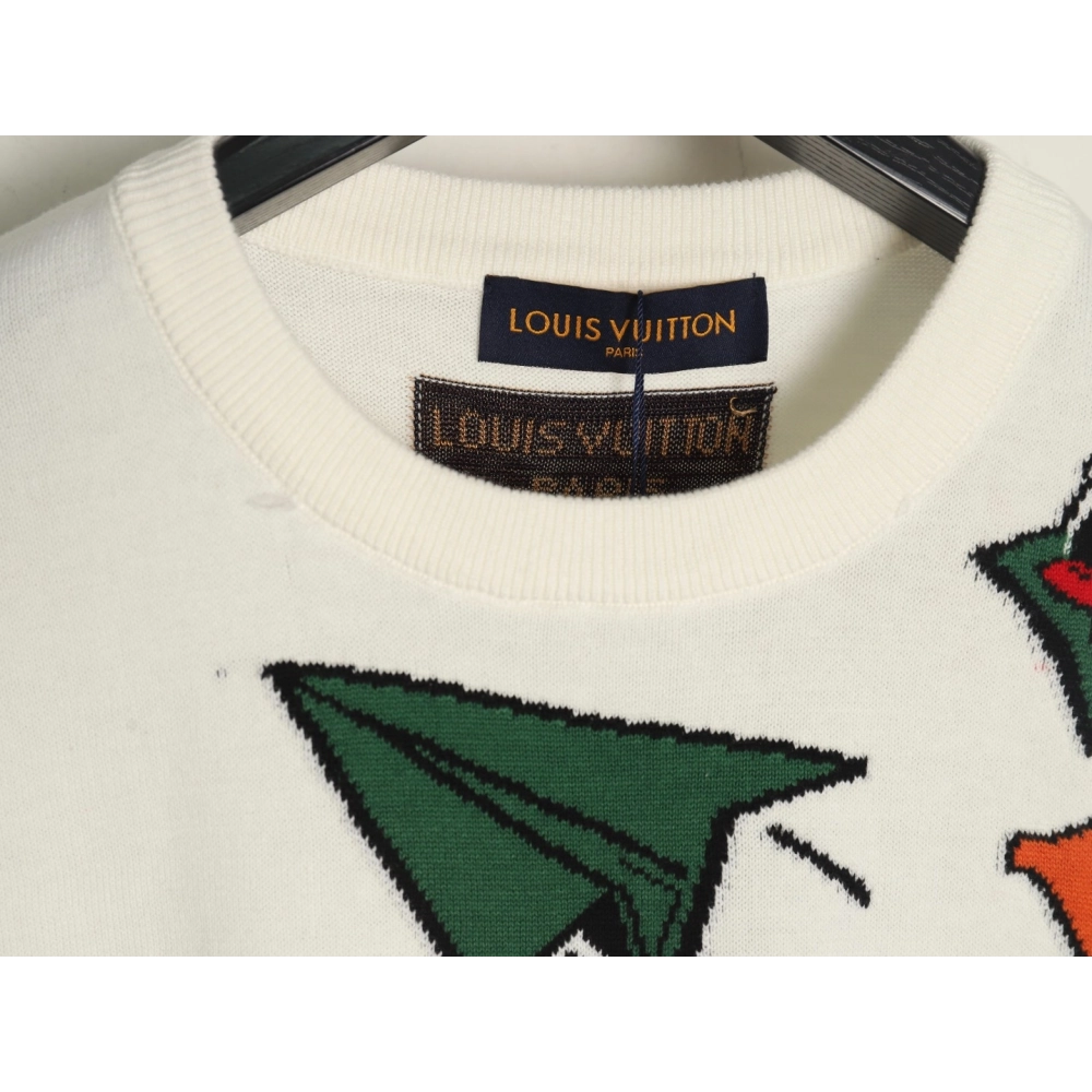 Louis Vuitton Airplane Jacquard Crew Neck Knit Short Sleeves,Louis Vuitton