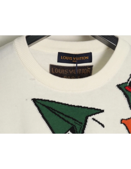 Louis Vuitton Airplane Jacquard Crew Neck Knit Short Sleeves,Louis Vuitton