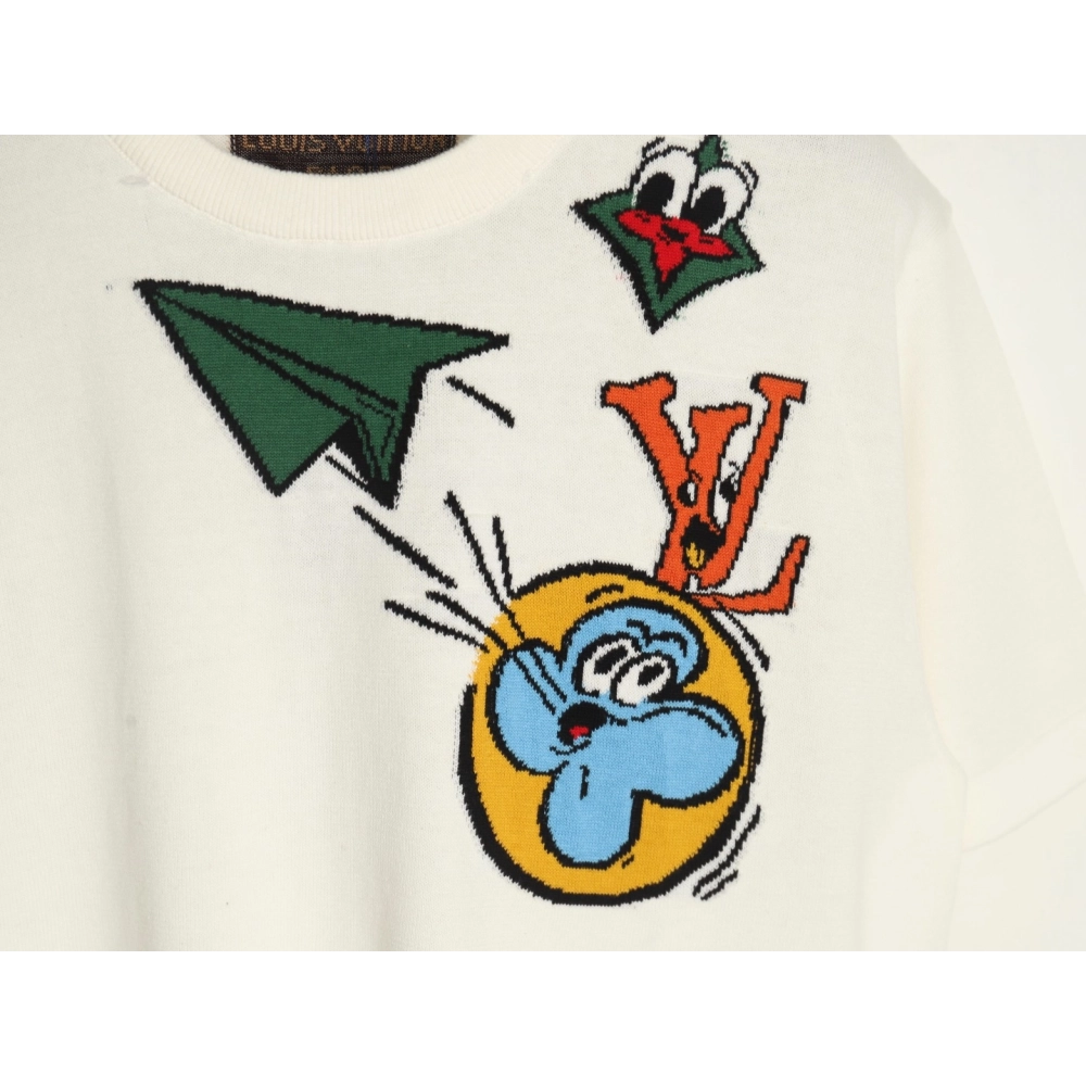 Louis Vuitton Airplane Jacquard Crew Neck Knit Short Sleeves,Louis Vuitton