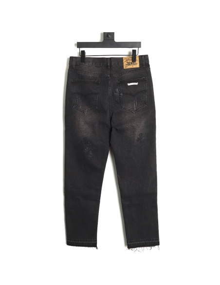 Chrome hearts classic leather cross denim trousers,Chrome Hearts Pants,PANTS JEANS,APPAREL