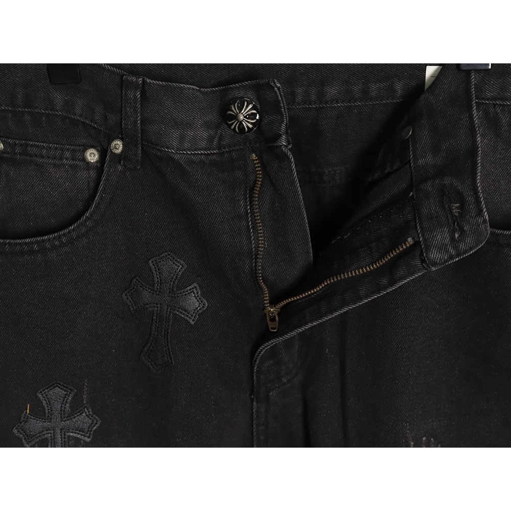 Chrome hearts classic leather cross denim trousers,Chrome Hearts Pants,PANTS JEANS,APPAREL