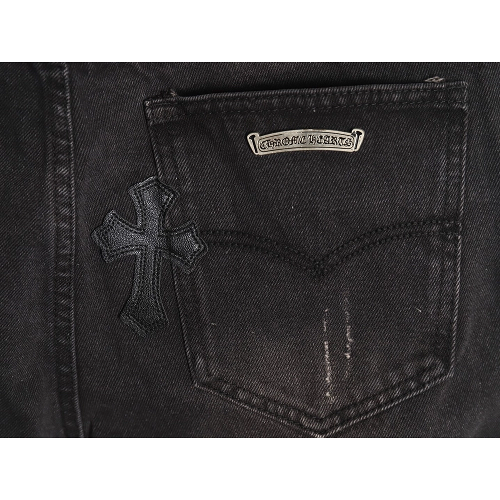 Chrome hearts classic leather cross denim trousers,Chrome Hearts Pants,PANTS JEANS,APPAREL