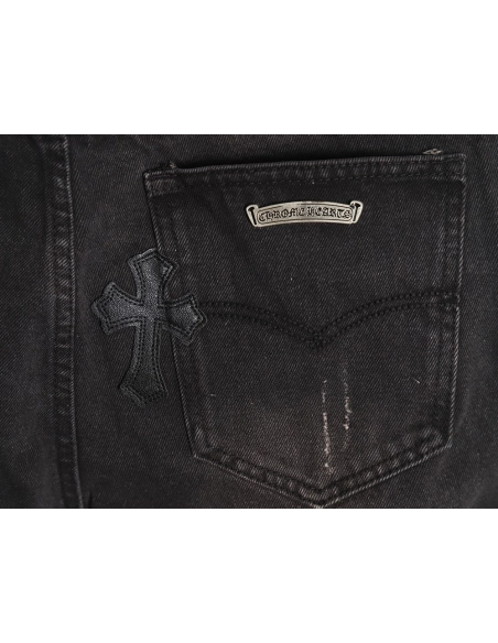 Chrome hearts classic leather cross denim trousers,Chrome Hearts Pants,PANTS JEANS,APPAREL