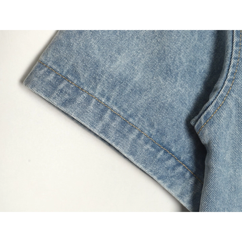 Louis Vuitton Embroidered Pocket Denim Short Sleeve Shirt Jacket,Louis Vuitton T Shirt,Tshirt,APPAREL