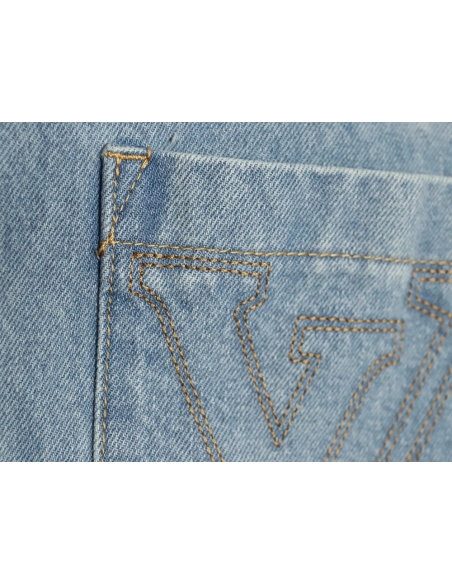 Louis Vuitton Embroidered Pocket Denim Short Sleeve Shirt Jacket,Louis Vuitton T Shirt,Tshirt,APPAREL