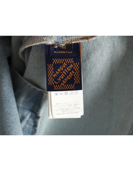 Louis Vuitton Embroidered Pocket Denim Short Sleeve Shirt Jacket,Louis Vuitton T Shirt,Tshirt,APPAREL