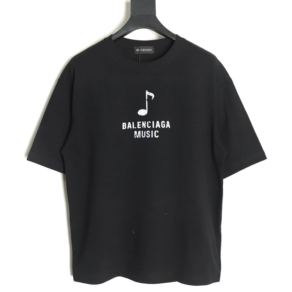 Balenciaga Musical Notes Oil Painting Print Short Sleeve,Balenciaga T Shirt,Tshirt,APPAREL