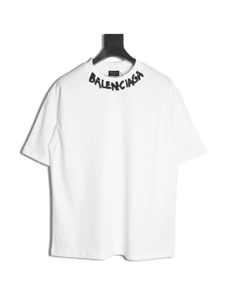 Balenciaga Neck Lettering Short Sleeve TShirt,Balenciaga T Shirt,Tshirt,APPAREL