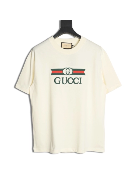 Gucci Double G stripe embroidered short sleeves,Gucci T Shirt,Tshirt,APPAREL