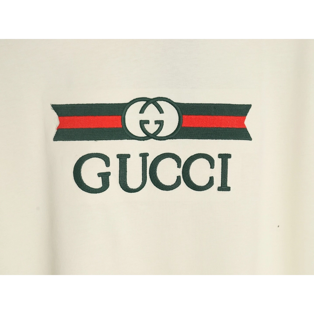 Gucci Double G stripe embroidered short sleeves,Gucci T Shirt,Tshirt,APPAREL