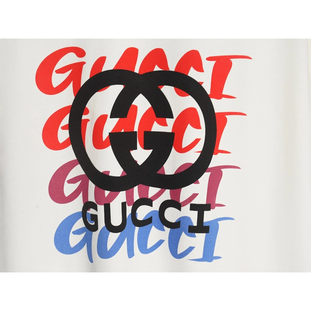 Gucci gradient slogan double G print short sleeves,Gucci T Shirt,Tshirt,APPAREL