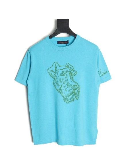 Louis Vuitton Puppy jacquard knit short sleeves,Louis Vuitton T Shirt,Tshirt,Hiqh quality low price,free shipping