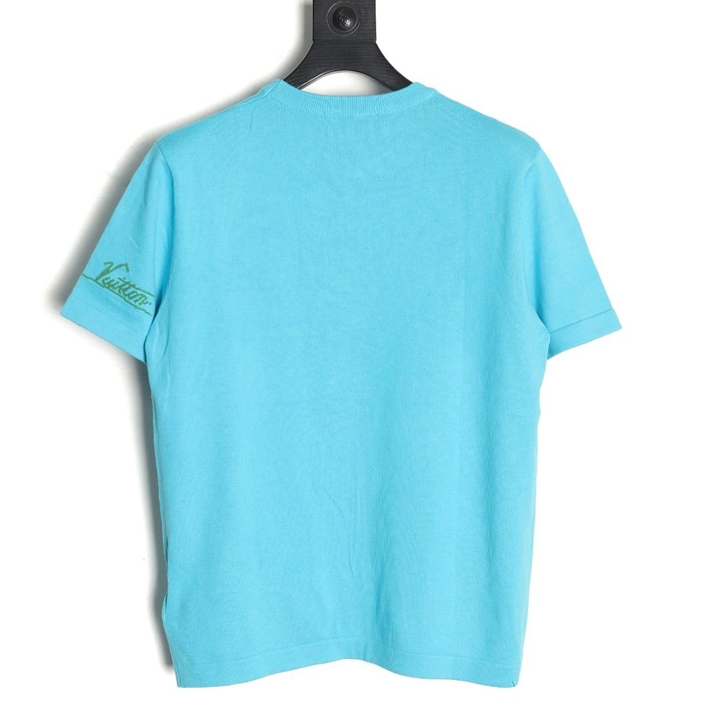 Louis Vuitton Puppy jacquard knit short sleeves,Louis Vuitton T Shirt,Tshirt,Hiqh quality low price,free shipping