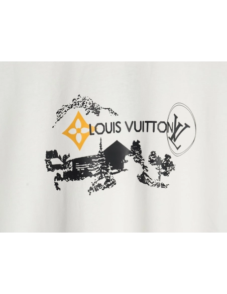 Louis Vuitton sketch lettering logo print short sleeves,Louis Vuitton T Shirt,Tshirt,Hiqh quality low price,free shipping