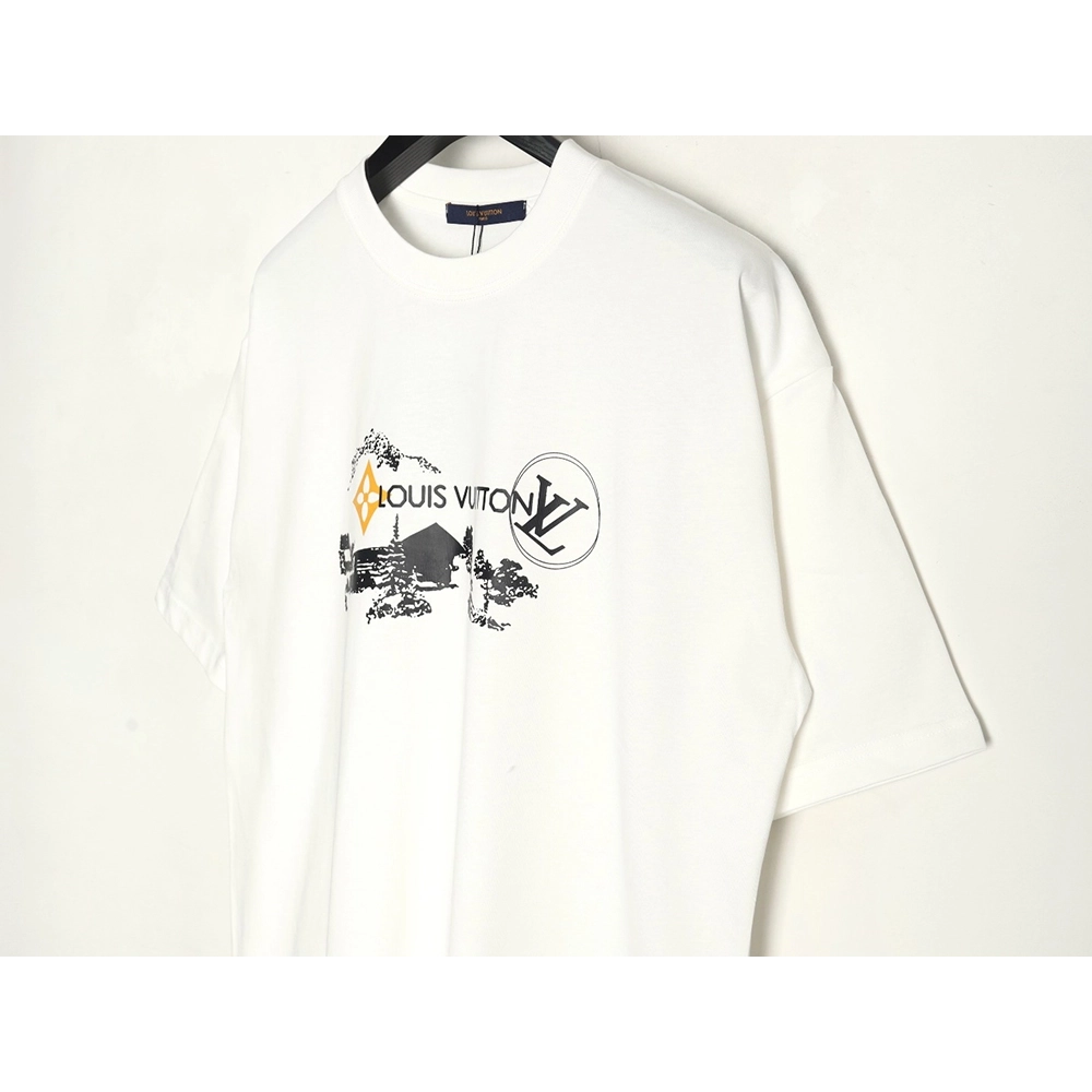 Louis Vuitton sketch lettering logo print short sleeves,Louis Vuitton T Shirt,Tshirt,Hiqh quality low price,free shipping