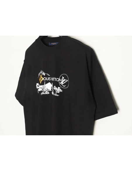 Louis Vuitton sketch lettering logo print short sleeves,Louis Vuitton T Shirt,Tshirt,Hiqh quality low price,free shipping