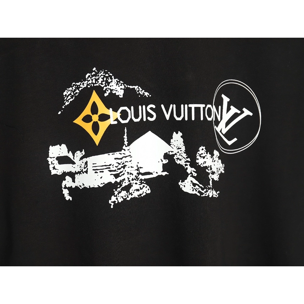 Louis Vuitton sketch lettering logo print short sleeves,Louis Vuitton T Shirt,Tshirt,Hiqh quality low price,free shipping