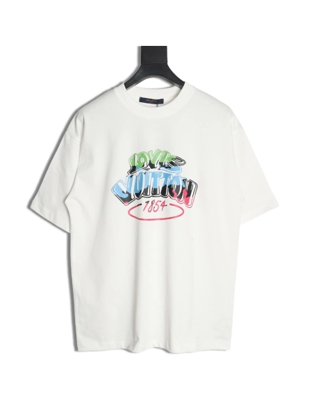 Louis Vuitton colorful lettering logo print short sleeves,Louis Vuitton T Shirt,Tshirt,Hiqh quality low price,free shipping