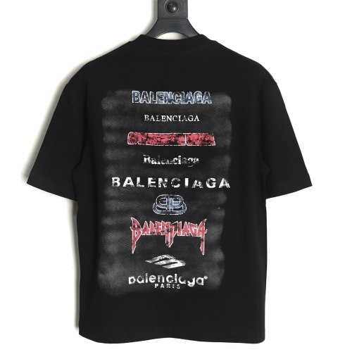 Balenciaga Back mottled multiline lettering short sleeves,Balenciaga T Shirt,Tshirt,Hiqh quality low price,free shipping