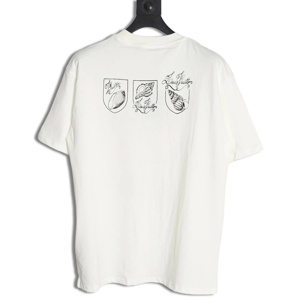 Louis Vuitton Conch Shell Lettering Printed Round Neck Short Sleeve TShirt,Louis Vuitton T Shirt,Tshirt,Hiqh quality low price,f