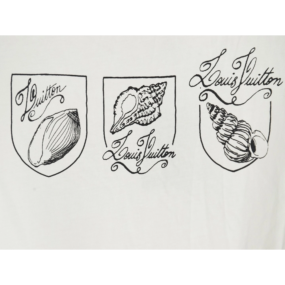 Louis Vuitton Conch Shell Lettering Printed Round Neck Short Sleeve TShirt,Louis Vuitton T Shirt,Tshirt,Hiqh quality low price,f