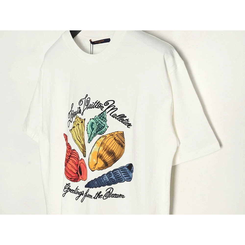 Louis Vuitton Conch Shell Lettering Printed Round Neck Short Sleeve TShirt,Louis Vuitton T Shirt,Tshirt,Hiqh quality low price,f