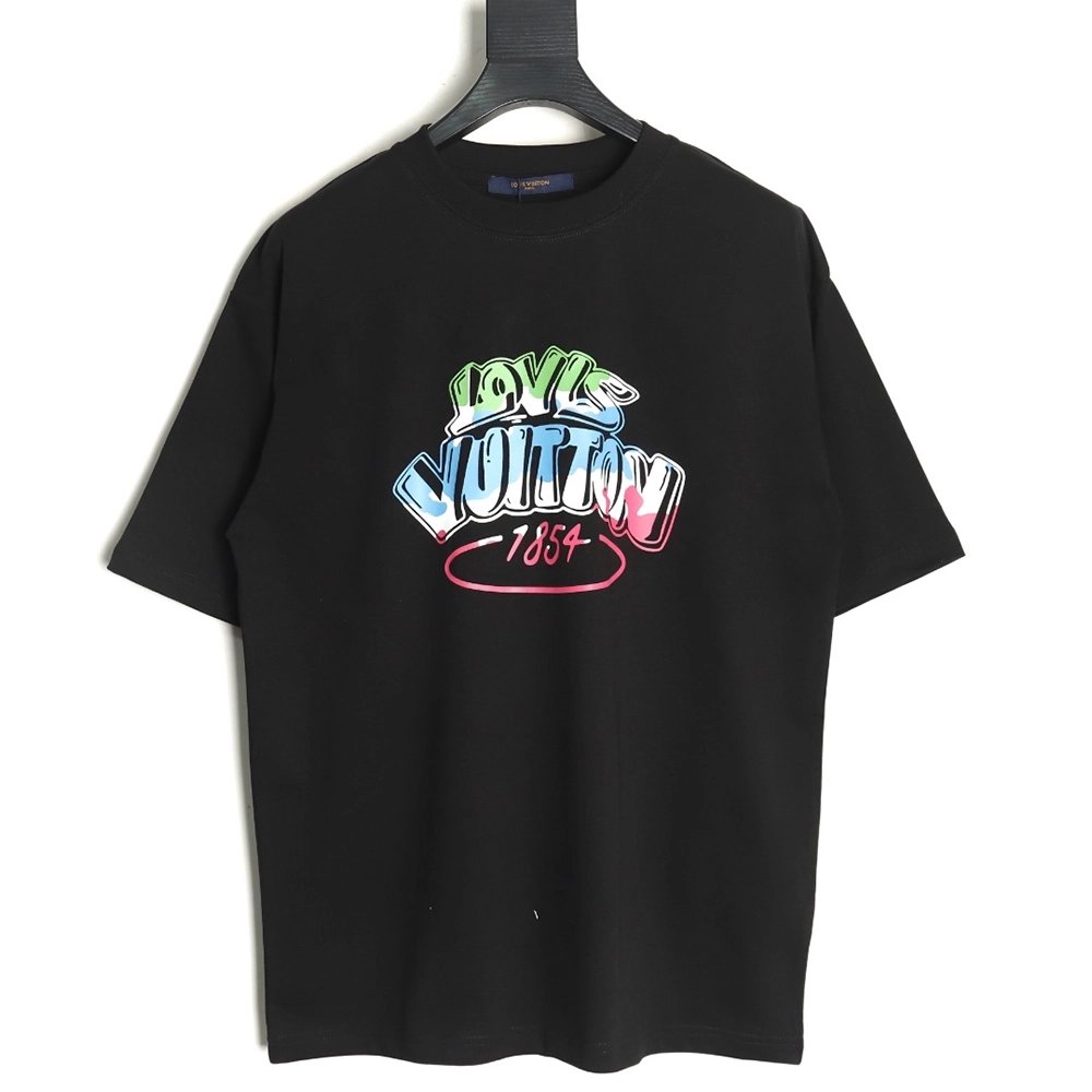 Louis Vuitton colorful lettering logo print short sleeves,Louis Vuitton T Shirt,Tshirt,Hiqh quality low price,free shipping