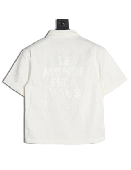 Louis Vuitton leather label pocket short sleeve denim shirt,Louis Vuitton Shirt,Shirt,Hiqh quality low price,free shipping