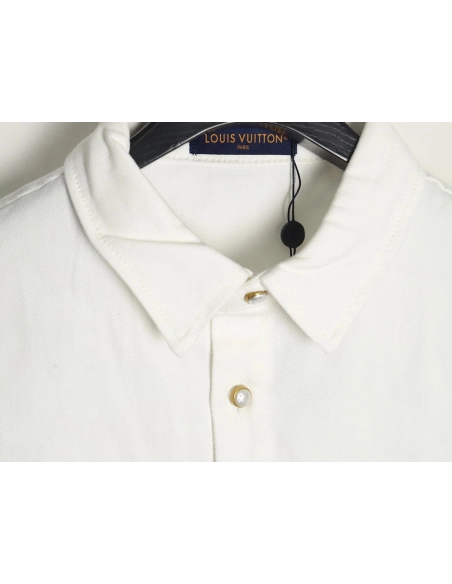 Louis Vuitton leather label pocket short sleeve denim shirt,Louis Vuitton Shirt,Shirt,Hiqh quality low price,free shipping