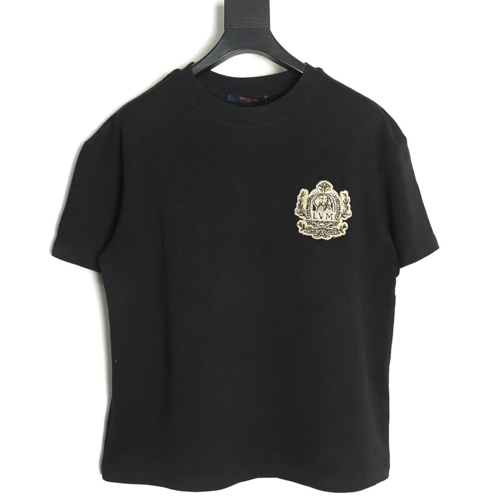 Louis Vuitton Gold Thread Badge Checkerboard Short Sleeves,Louis Vuitton T Shirt,Tshirt,Hiqh quality low price,free shipping