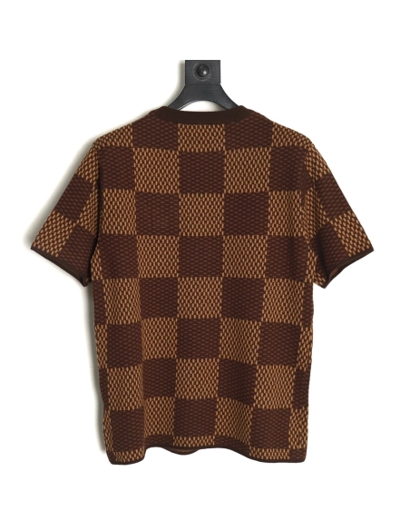 Louis Vuitton Pharrell diamond logo checkerboard knit short-sleeve,Louis Vuitton